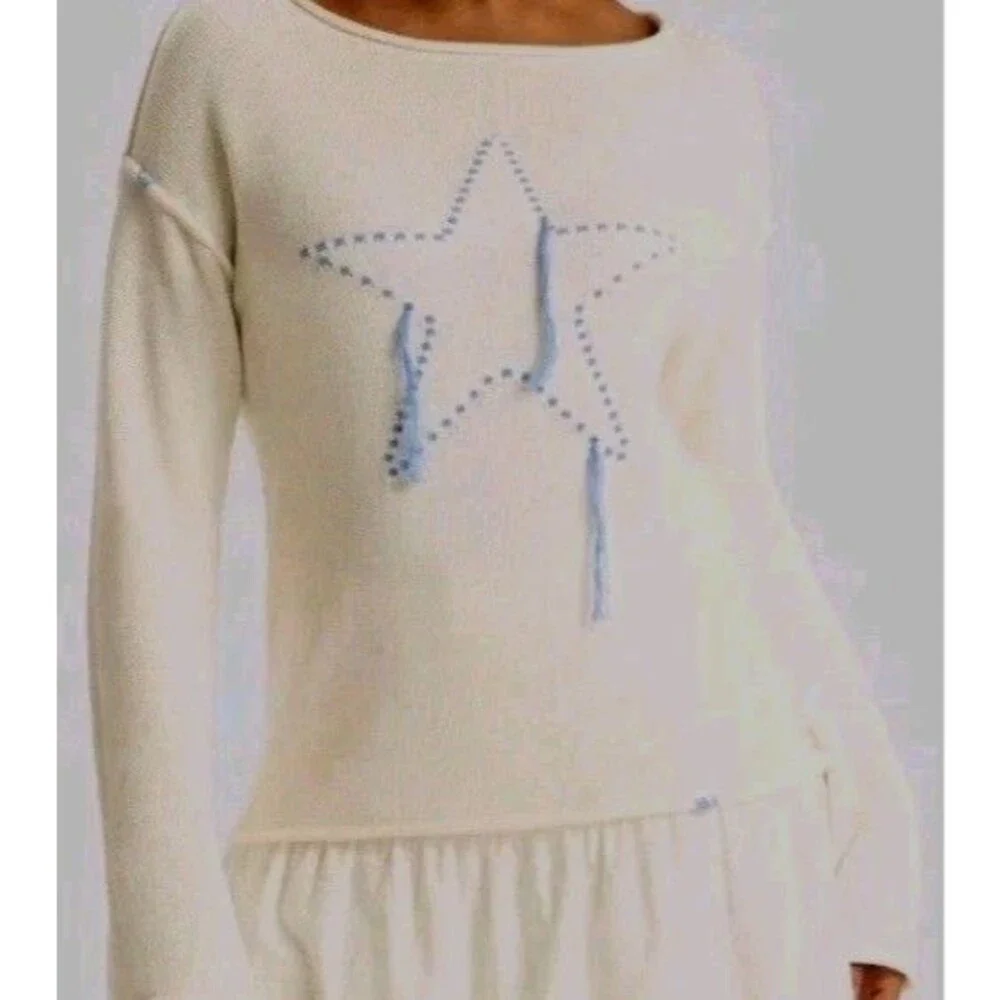 Women's Wide Crewneck Americana Pullover Sweater - Wild Fable Sz. L